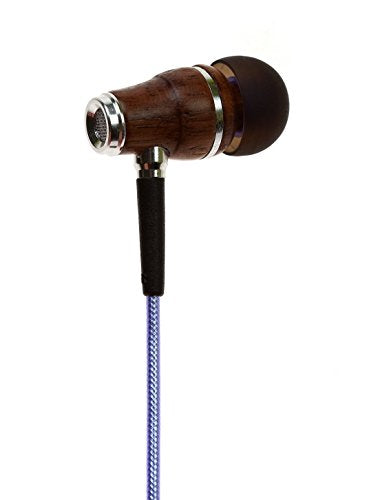 Symphonized NRG 2.0 Wood Earbuds Wired, in Ear Headphones with Microphone for Computer & Laptop, Noise Isolating Earphones for Cell Phone, Ear Buds with Booming Bass (Metallic Purple)
