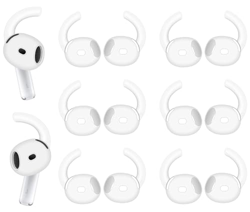 ALXCD Sport Earhook Compatible with AirPods 4 4th Gen Earbuds, 6 Pairs Silicone Earbuds Hook Replacement Anti Slip Anti Lost Earbuds Cover Hooks, Compatible with AirPods 4 6 Pairs White