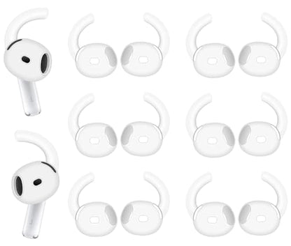 ALXCD Sport Earhook Compatible with AirPods 4 4th Gen Earbuds, 6 Pairs Silicone Earbuds Hook Replacement Anti Slip Anti Lost Earbuds Cover Hooks, Compatible with AirPods 4 6 Pairs White