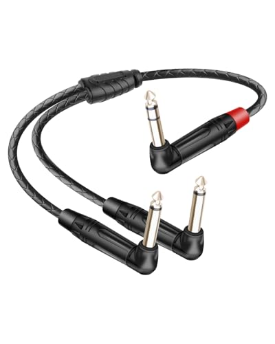 1/4" TRS to Dual TS Mono Insert Y Splitter Cable, Right Angle 0.5m - style: 90 6.35 TRS to 90 Dual 6.35 TS(1.64FT/0.5M)