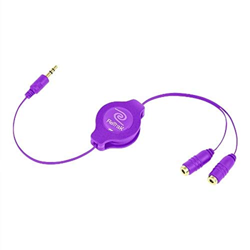ReTrak Retractable Headphones Splitter, Purple ( ETCABLESPLRL) - color: Purple