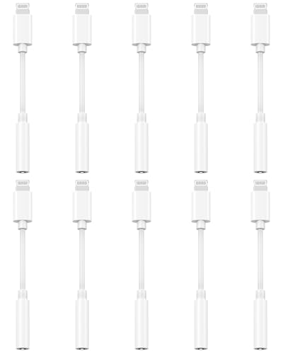 [Apple MFi Certified] 10 Pack Lightning to 3.5 mm Headphone Jack Adapter, iPhone Aux Adapter Converter Dongle Audio Cable Compatible with iPhone 14 13 12 11 X XS 8 7 | 3.5 MM Headphone Jack Adapter Converter Dongle Audio Cable for Apple iPhone 14 13 12 11