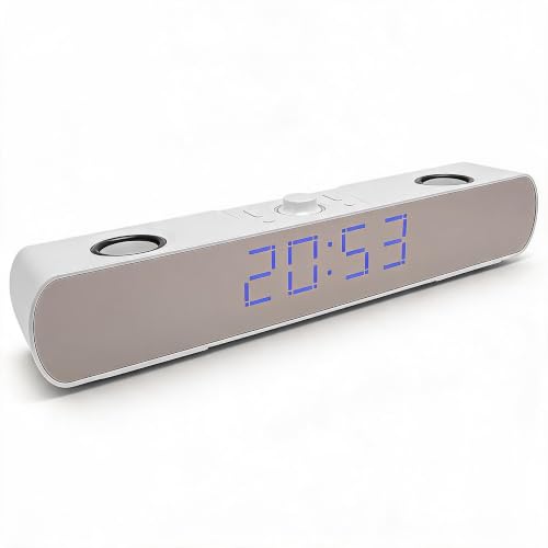 Zunate Bluetooth Speakers Desktop PC Soundbar, HiFi Stereo USB Wired AUX in Gaming Speaker - Built in Subwoofer, Alarm Clock, FM Radio for Laptop PC (White), Zunatea3gw02dut1-12 - color: White