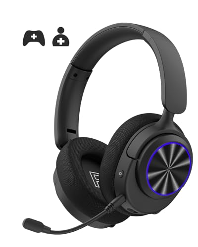 INGA Wireless Gaming Headset for PS5, PS4, PC, Mac, Switch, Game/Chat Balance for PS5/4, 2.4GHz/Bluetooth 5.2, ENC Noise-Cancelling Mic, 7.1 Surround Sound, 3.5mm Wired for Xbox Controller (Blue LED)