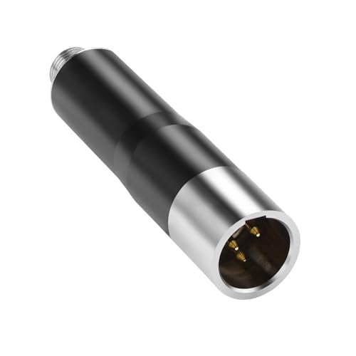 QIANRENON Mini XLR to TRS 3.5mm Microphone Connector Gold Plated 3Pin Male to Locking TRS 3.5mm Female Headset Adapter, for Wireless Bodypack Mic - style: M-F
