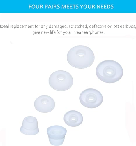 8pcs Replacement Silicone Eartips Earbuds Eargels Compatible with Beats by dr dre Powerbeats 2 & Powerbeats 3 Wireless Stereo Earphones (White) - color: White