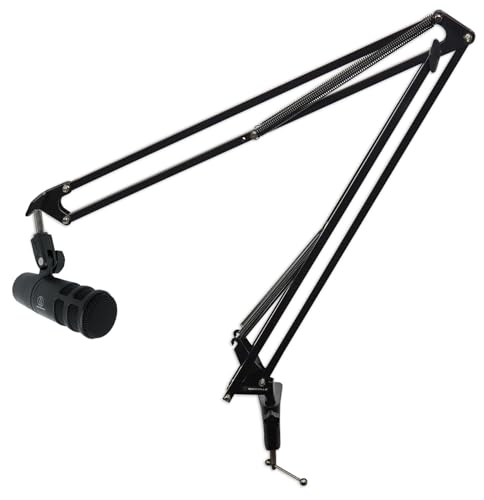 Audiosavings Podcasting Bundle with Audio Technica AT2040 Hypercardioid Dynamic Mic Broadcast Quality, Rockville DMS40 40" Mic Boom Arm Stand with Desk Clamp Studio Mounting Kit (2 Items)
