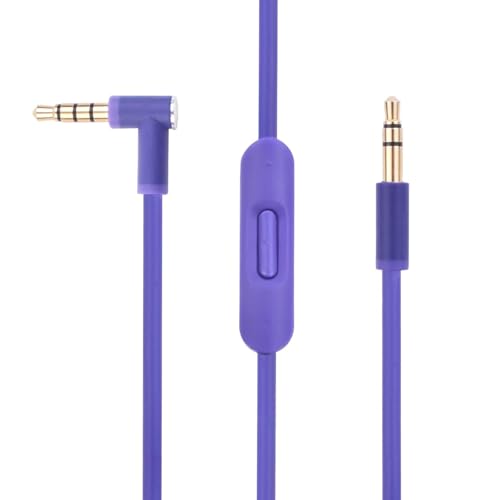 Replacement Audio Cable Cord Wire with in-line Microphone and Control Compatible with Beats Headphones Solo, Studio, Pro, Detox, Wireless, Mixr, Executive, Pill (Purple) - color: Purple