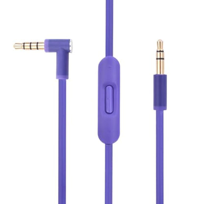Replacement Audio Cable Cord Wire with in-line Microphone and Control Compatible with Beats Headphones Solo, Studio, Pro, Detox, Wireless, Mixr, Executive, Pill (Purple) - color: Purple