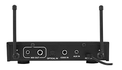 Rockville RKI60 Dual UHF Wireless Microphone Karaoke Interface and Mixer | 2 UHF Mics, 8 Frequencies, 200 Ft Range, Optical/Coax/Aux Inputs, 1/4" Mix Output, Echo Control, Cables Included - style: W/O Bluetooth