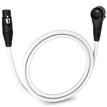 LyxPro 3 ft XLR Mic Cable, Right-Angle Male to Female, White - color: White, size: 3 Feet Angled Male
