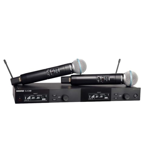 Shure SLXD24D/SM58 Dual Wireless Vocal System - G58 Band | Dual-channel system with two SLXD2 handhelds (SM58 capsules) and SLXD4D rack-mount receiver for live vocals - style: Dual Channel