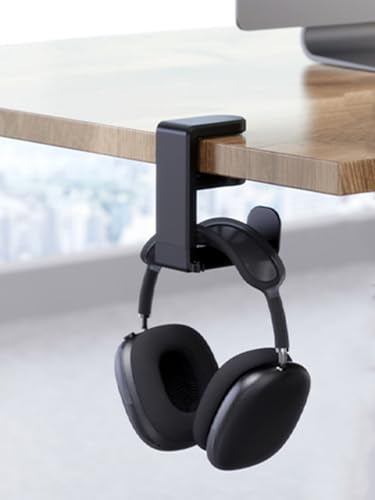 Rotating Headphone Stand, Headphone Hook Desk, Adjustable Clamp on Headphone Holder, Headphones Holder with 360 Degree Swivel&Cable Clip Organizer, for Office, Backpack Bag Purse Hanging