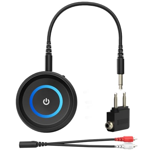 Bluetooth 5.3 Transmitter for TV/Airplane to Wireless Headphones | 2-in-1 Wireless Audio Receiver Adapter for Home Stereo/Speakers/Car System, 3.5mm AUX/RCA Jack, Dual Link, Low Latency, 16H
