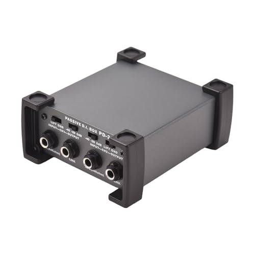 HUIOP 2 Channels Passive DI-Box Unit Hum Eliminator 1/4'' Instrument Direct Box to XLR Professional Impedance Transform Audio Isolator DI Direct Box for Touring and Live Performances
