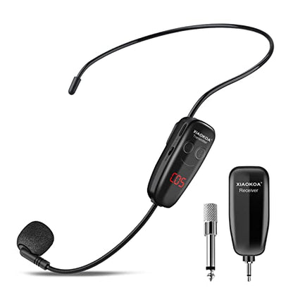 Wireless Microphone Headset,UHF Head Mic Speaker System for Fitness | USB-C Charging, Headset Microphones for Voice Amplifier Speaker, with LED Digital Display, for Teaching Instructor Tour Guide