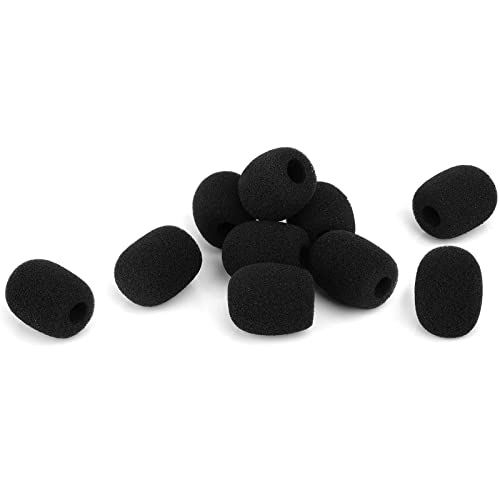 ChromLives Lapel Headset Microphone Windscreens Foam Covers Microphone Covers Mini Size Color Black 10 Pack - color: Black