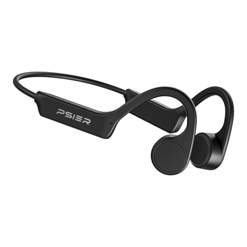 PSIER Bone Conduction Headphones, Bluetooth 5.4 Open Ear Headphones, 10H Playtime Bone Conduction Earbuds with Mic, IPX6 Waterproof Running Headphones for Hiking, Cycling, Gym (Black)