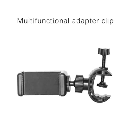 Multifunctional Adapter Clip Phone Holder 360° Rotation Adjustable Clamp Spiral Clamping for All 5-6 inch Smartphone Live Mount (Black) - color: BLACK