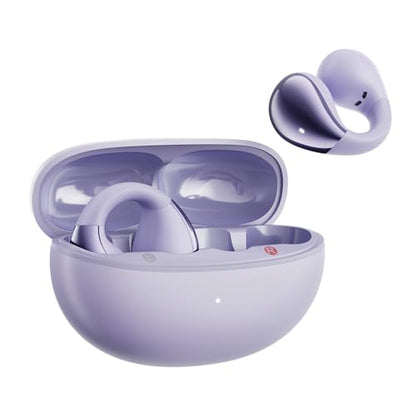QCY Crossky C30 Open Ear Headphones Wireless Bluetooth, Clip-On Earbuds with 4 ENC Noise Cancelling Mic, Stable Fit, Dual Connection, EQ Customized, Sports Earphones for Workout/Running - color: Purple