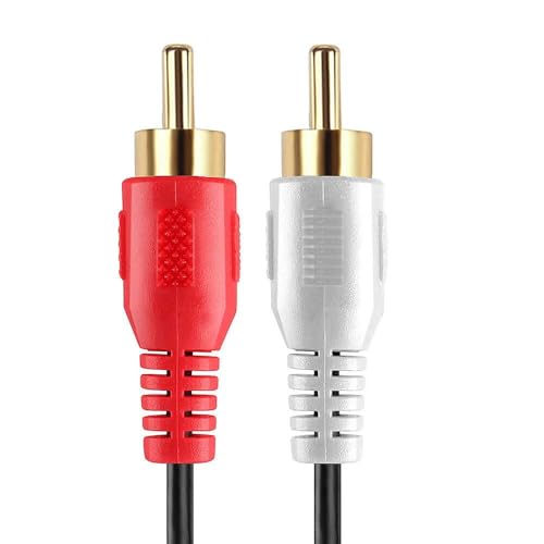 Cmple - 2 RCA Cables 3ft Dual RCA Male to Male Stereo Audio Speaker Cable Red and White Plugs Cord for Subwoofer, Audio Mixer, Amplifier, Car Stereo, Marine Audio - Black - size: 3FT