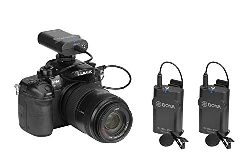 BOYA by-WM4 PRO K2 2.4GHz 2-Person Wireless Lavalier Microphone System for DLSR, Mirrorless & Video Cameras, Smartphones, Tablets, PCs and More, Black