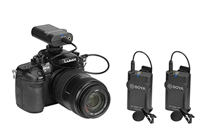 BOYA by-WM4 PRO K2 2.4GHz 2-Person Wireless Lavalier Microphone System for DLSR, Mirrorless & Video Cameras, Smartphones, Tablets, PCs and More, Black
