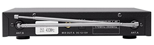 Rockville RWM1202VH VHF Wireless Dual Handheld Microphone System, 2 Channel | Metal Receiver, 1/4" Audio Output, Cardioid, 200 ft Indoor Range, Auto-Link, Includes 2 Mics/Batteries/Adapter