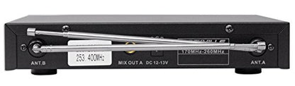 Rockville RWM1202VH VHF Wireless Dual Handheld Microphone System, 2 Channel | Metal Receiver, 1/4" Audio Output, Cardioid, 200 ft Indoor Range, Auto-Link, Includes 2 Mics/Batteries/Adapter