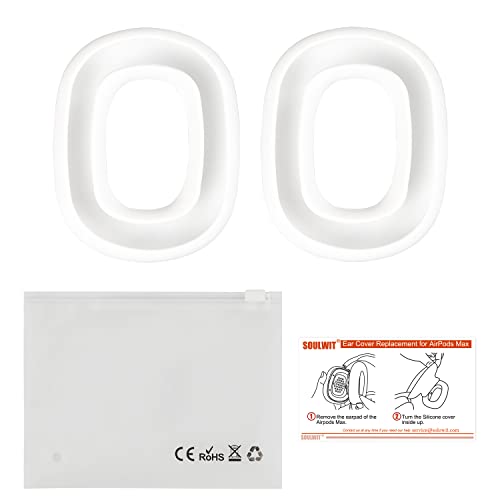SOULWIT Sweat Ear Cover for AirPods Max - White | Sweat Proof Silicone Cover for Gym Exercise, Easy to Clean, No Sound Quality Loss - color: White
