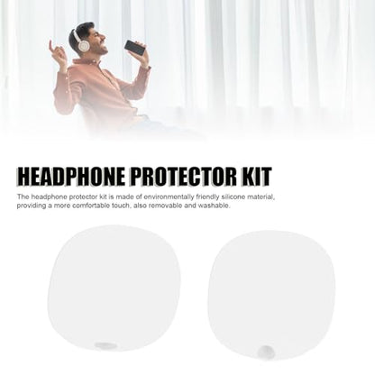 Headphone Protective Cover Kit for iOS Over Ear Headset, Silicone Headband Pad Beam Cushion Earpad Ear Cup Covers Set, Replacement Protector with Precise Openings, Washable (White) - color: White