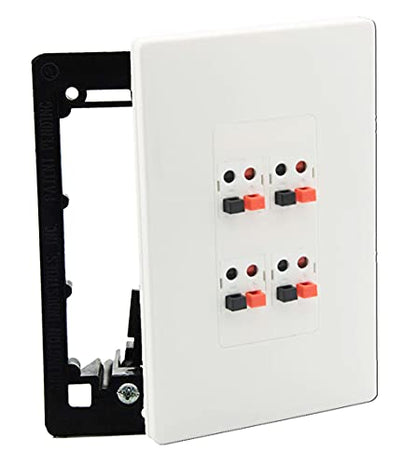 DIYTECH Premium 4 Speaker Wall Plate, Supports 4 Speaker Configurations, Screwless Design - size: 4 Speaker