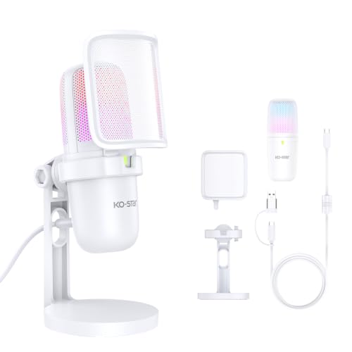 USB Condenser Microphone, Gaming Mic for PC/PS5 Podcast Streaming - color: Pearl White