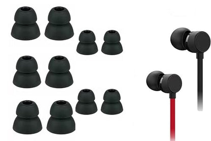 Replacement Silicone Eartips, Double Flange, 10-Pack, Compatible with Powerbeats2, Powerbeats3, Black