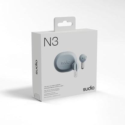 Sudio N3 True Wireless Bluetooth On-Ear Earbuds – High-Definition Sound, 30-Hour Playtime, Clear Calls, Sweat & Splash Resistant, Eco-Friendly Recycled Plastics (Blue) - color: Blue