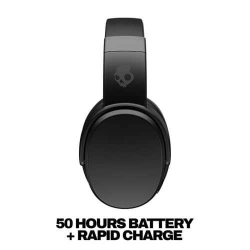 Skullcandy Crusher Wireless Multi-Sensory Bass Bluetooth Headphones - Black | Patented Crusher Bass Technology, Noise Isolating Over-Ear Fit, 50 Hours Battery, Microphone for iPhone Android