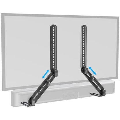 ELIVED Soundbar Mount Under or Above TV, Tool-Free Height Adjustable | Universal Sound Bar TV Bracket, with Detachable Long Extension Plates and L-Brackets, Holds Up to 15 lbs