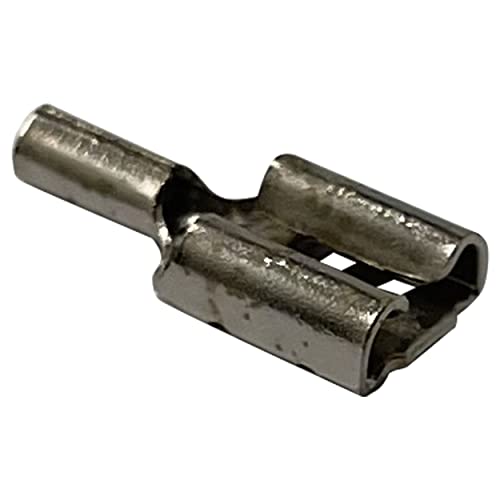 100 Pcs High Temperature Non-Insulated Female Spade Connectors - 22-18 Gauge Quick Disconnect .250 Tab - Wire Splice Connectors for Strong Crimps in Electrical Wire Terminals - Made in USA - size: 22-18 AWG Female 1/4" Tab