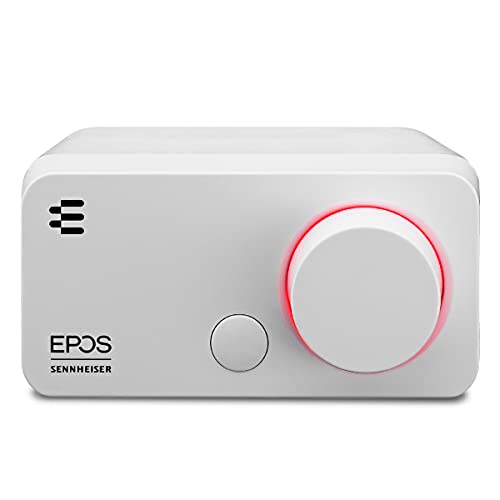 EPOS GSX 300 - External Computer Sound Card - High-Resolution Stereo & 7.1 Surround Sound - LED Volume Dial; Customizable Smart Button - Windows 10 Synchronized - Snow Edition - color: White