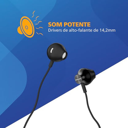 PHILIPS Wired Earbuds 3.5mm jack connector with Microphone, in Ear Headphones with mic, Powerful Bass, Lightweight, 3.5mm jack connector Wired Earphones, 3-Button in-line Remote Ear Buds (Black-Gray) - color: Black-Gray