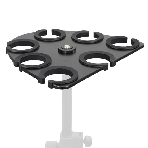Multi Mic Holder for Wired and Wireless Mics, Organizes Up to 7 Mics, Aluminum, Black