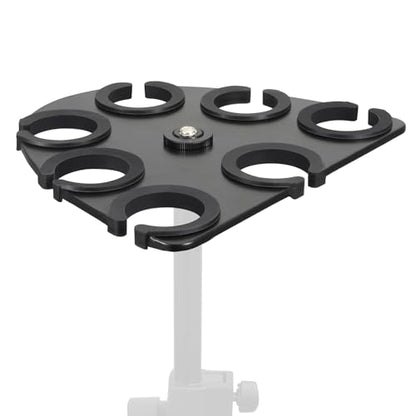 Multi Mic Holder for Wired and Wireless Mics, Organizes Up to 7 Mics, Aluminum, Black