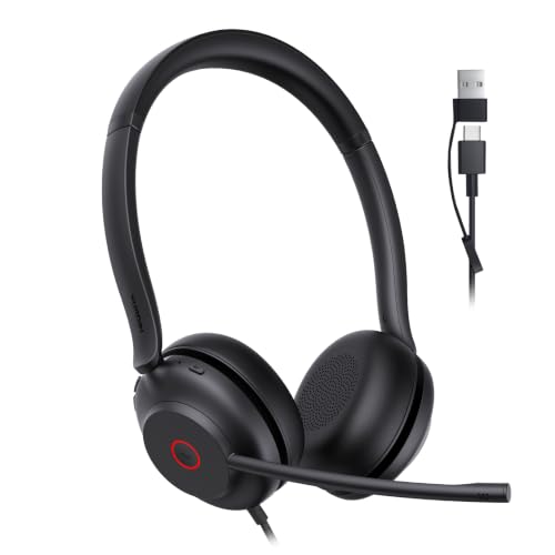 Yealink UH35 2nd Gen Wired Headset, USB-C/A,AI Noise Canceling Mic,HD Audio | Teams/Zoom Certified, Dual-ear Headphones with 2-Microphones, Play & Plug for Computer/Phone, WFH, Call Center,35mm Speakers - color: UH35 2nd USB-C/A, size: Dual-Ear (UC)