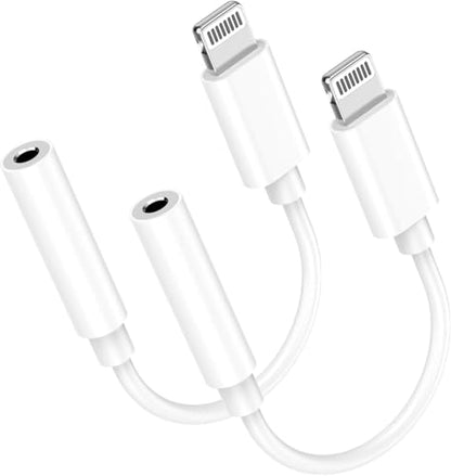 [Apple MFi Certified]2 Pack iPhone Headphone Adapter,Lightning to 3.5 mm Headphone/Earphones Dongle Jack Adapter Audio Aux Cable Converter Compatible with iPhone14 13 12 11 XS XR X 8 7 Support All iOS