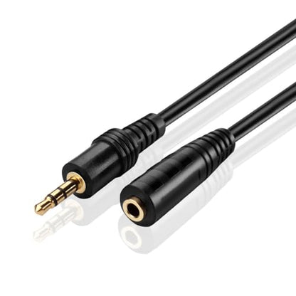 TNP 3.5mm Headphone Extension Cable, 50 FT Male to Female AUX, Black | Short 3-Pole Trs Audio Jack Extender Reaches Recessed Phone-Case Ports; Gold-Plated Connectors and Copper Conductors - size: 50 FT