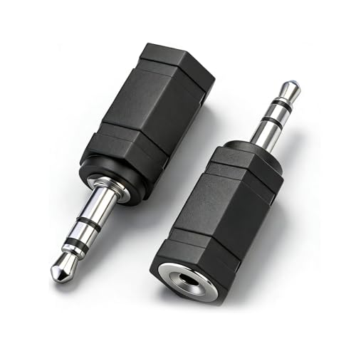 3.5mm Stereo Male to 2.5mm Stereo Female Adapter, 3-Pole 3.5mm Stereo Plug to 2.5mm Stereo Jack Adapter Converter for Headphones Speakers Mobile Devices, 2pcs