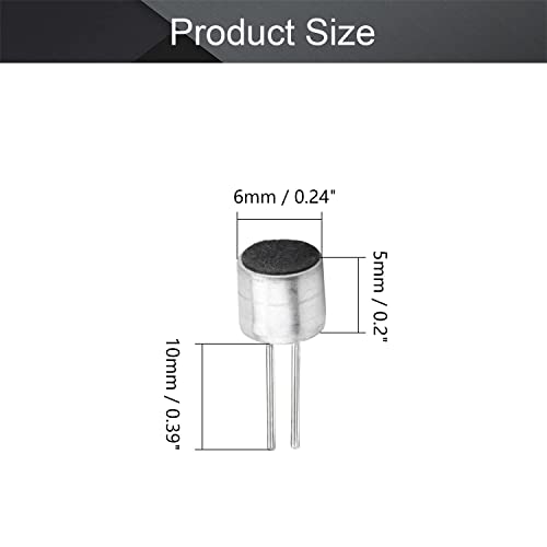 20Pcs 50DB Cylindrical Electret Condenser Microphone Pickup, 6mm x 5mm | Electret Condenser Mic with 2 Pin for Arduino, PCB Sound Recording