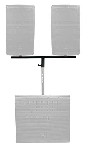 Rockville DP Mount for 2 8" 10" or 12" PA Speaker Cabinets to One Stand | Pole / Subwoofer Compatible, Steel Construction, 80 lbs Total Capacity, 35MM, 28" Support Arm, Detachable Rubber Rings