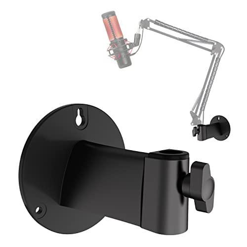 YOUSHARES Wall Mount Boom Arm - Microphone Holder for Stand, Vertical Surface Mount and Freely Swiveling Metal Clip Suitable for Saving Desk Space, Mic Stand Accessories