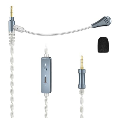3.5mm Headphone Cable with Boom Mic, Mute Switch, Volume Control, Silver-Plated AUX Replacement Cord for Voice Chat, Calls, Game Consoles, WH1000-XM6/5/4, Studio Pro, Solo, More, 4 FT